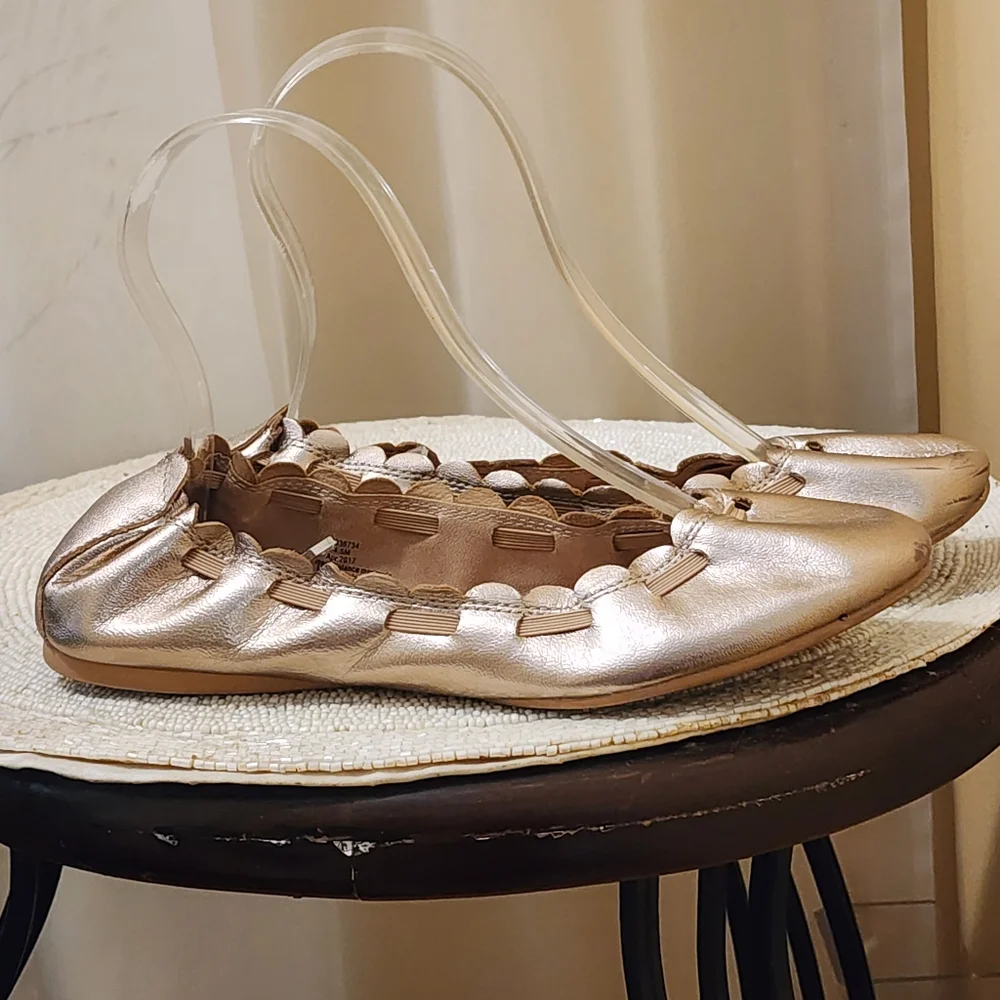 Metallic Ballet Flats Tucker + Tate Shoes Girls 4.5 Youth PINK Gold.